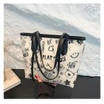 product_image_name-Fashion-Black Trendy And Stylish Doodle Print Tote Bag For Ladies -1