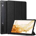 Leather Flip Case For Samsung Tab S7 Fe/ S8 Plus/ S7 Plus - Black