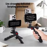 product_image_name-Generic-1 Double Phone Teleprompter Stand Selfie Stick & Tripod for Live Streaming and Recording, Portable Multi-Function Phone Holder-1
