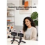 product_image_name-Generic-1 Double Phone Teleprompter Stand Selfie Stick & Tripod for Live Streaming and Recording, Portable Multi-Function Phone Holder-5