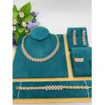 Longchain  Premium Classy Unique Sophisticated Diamond Iced Bracelet/Ear-ring/Ring & Necklace Set