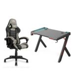 Generic Office/Gaming Chair With Table For Laptop/desktop- Black & Gray