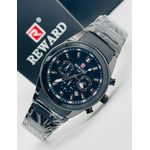REWARD Superior Exclusive Black Stainless Steel Silicone Textured Wristwatch
