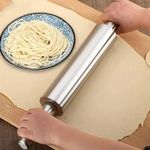 product_image_name-Generic-Thickened stainless steel rolling pin - easy to clean and rust-proof (38.3*5*5cm)-1