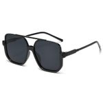 product_image_name-Fashion-Double-Bridge Square Sunglasses - Black Frame with Dark Gray Lenses-1