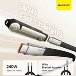 Generic Super Fast Charging 360°rotating Invisible Stand Detachable Charging Cable- 240W - image 2