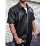 Jaop Faux Leather Shirt Jacket - Black