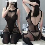 Homarom Women Fishnet Bodystockings Sexy Mesh Nightgowns Open Jumpsuit Lingerie