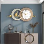 product_image_name-Generic-Large,Wrought Iron Elephant Design Modern  Wall Clock- 80*38CM-1