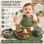 Generic Baby Silicone Feeding with Set-Plates, Bib, Cup, Spoon, Fork - image 2