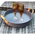 Decorland 2 in 1 Round Metal Tray with Leather Handles - image 8