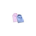 2 IN 1 Men's Corporate Quality Formal Office Plain Blue And Pink Long Sleeve Shirt