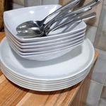 UNIQUE 12 Pieces Unbreakable Flat And Soup Plates With Free Spoon