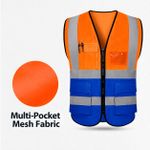 Generic Multi Pocket Reflective Jacket For Construction Site Safety, Swallowtail Multi-pocket Style blue