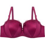 Binnys Women PushUp Underwire Balconette Bra WaterSoluble Lace  Adjustable StrapsLarge Bust Underwire Support Versatile Daily Ruby Red Bra