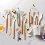 Generic Wood - Handled Silicone Kitchenware Set, Round Bucket - image 2