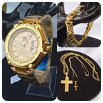 Nepic Long Lasting/Non Fading Sophisticated Studded Gold Wristwatch  & Bracelet/Necklace