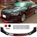 Universal Fit Front Bumper Lip Spoiler Body Kit/Side Skirt Glossy Black+red
