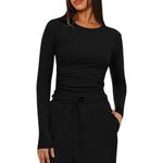 Ladies Black Basic Long Sleeve Fitted Top