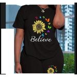 BELIEVE-PRINTED TOP WITH SHORT