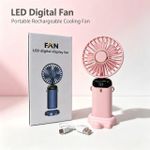 General Handheld Mini fans Portable Handheld Fan with LED Display, 90° Foldable, 5 Speed Wind - image 3
