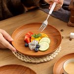 Generic Set of 5 thickened plastic dinner plates in woodgrain finish (19.5cm × 2.5cm) - image 3