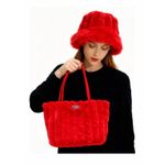 Lightweight Fluffy Handbag & CAP - Red