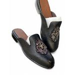 Luxury Black Royal Crest Mule For Men 