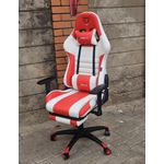 FURGLE Computer Racing Gaming Ergonomic Chair + Footrest- (RED/WHITE)