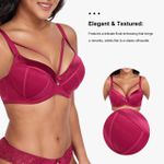 Binnys Luxurious & Secure Plus Size E Cup Bra, Decorative Straps & Satin, Finish 38-46E Underwire Fixed Padded,Full-coverage cup, Ruby Red Women’s Parties Bra - image 3