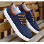 Fashion Men Cotton Lace up Sneaker - Blue - image 2