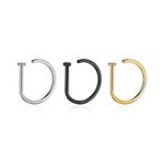 Fashion 3 COLOURS D-TYPE NON-PIERCING NOSE RING - image 3