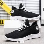 product_image_name-Men'S-Black Fashion Sneakers - Simple Casual Lace Up Outdoor Canvas-1