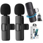 Generic Dual Wireless Lapel Microphone Lavalier Mic TYPE-C Android Phones IPhone + IOS Adapter