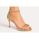 Gold Strappy Block Heels Sandals 