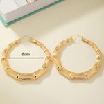 Fashion Women's Gold Bamboo Texture Large Hoop Earrings - image 8