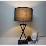 Gold brown  Table Lamp with Linen Shade - Light for Bedroom & Kids Room