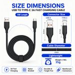 Generic 1M,3A USB-A to Type-C Fast Charging Nylon Braided Cable  Reinforced Bend - image 7