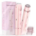 Waterproof Electric Shaver for Women Wet & Dry 2 in 1 Dual Head Bikini Trimmer Removable Hair Razor  