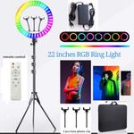 product_image_name-Generic-22 Inch RGB Dimmable LED Ring For Vlogging, Selfie, Photography, Video Lights, YouTube, Makeup, Video Studio-1