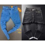 Sky Blue And Black Straight Jean For Men