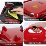 Generic 2-Slice Sandwich Maker 600W Non-Stick Ceramic Plates Fast Heating Breakfast Panini & Toast Maker - image 5