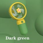 Generic Handheld USB Rechargeable Small Fan PortableCute Contrasting Color Flower-Green - image 6