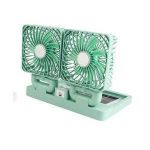 Double Head Foldable Solar Powered Mini Fan With USB Charging Port