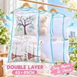 Generic 2PCS Pillow Drying Net Set - Double Layer & Single Layer Hanging Mesh Bags for Pillows, Cushions & Plush Toys - Blue