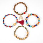 product_image_name-Fashion-4PCs Women Charms Bracelets Set Bohemian Wooden Bead Alloy Rose Bracelet-2
