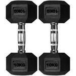 10kg Hexagon Rubber Coated Iron Weight Lifting Dumbbell
