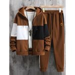 Kingskartel Kings-Kartel Stylish Zip Up Hoodie & Joggers Pant (Brown And Black)