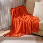 Tassel Knitted Throw Blanket for Sofa & Couch