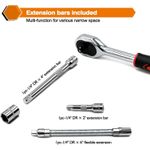 product_image_name-Generic-46 Pieces 1/4 in. Drive Ratchet Socket Wrench Set with Quick-Release Ratchet,Includes Metric Bit Sockets and Extension Bar-7